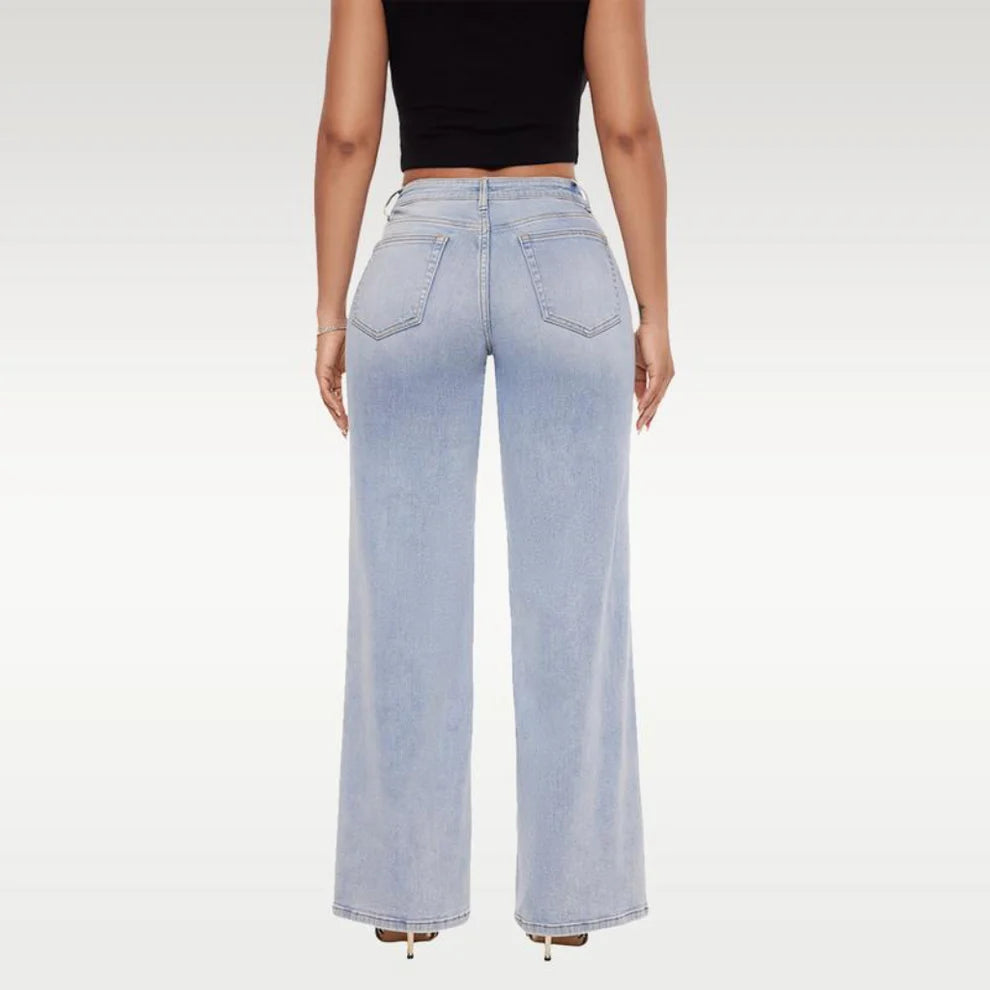 Mid-Low Rise Stretch Wide-Leg Baggy Jeans