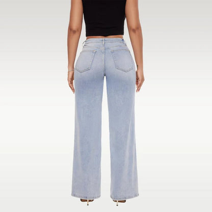Mid-Low Rise Stretch Wide-Leg Baggy Jeans