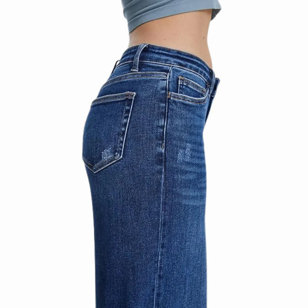 Mid-Low Rise Stretch Wide-Leg Baggy Jeans