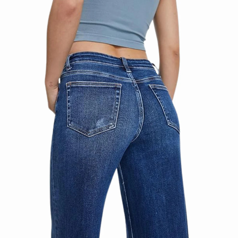 Mid-Low Rise Stretch Wide-Leg Baggy Jeans